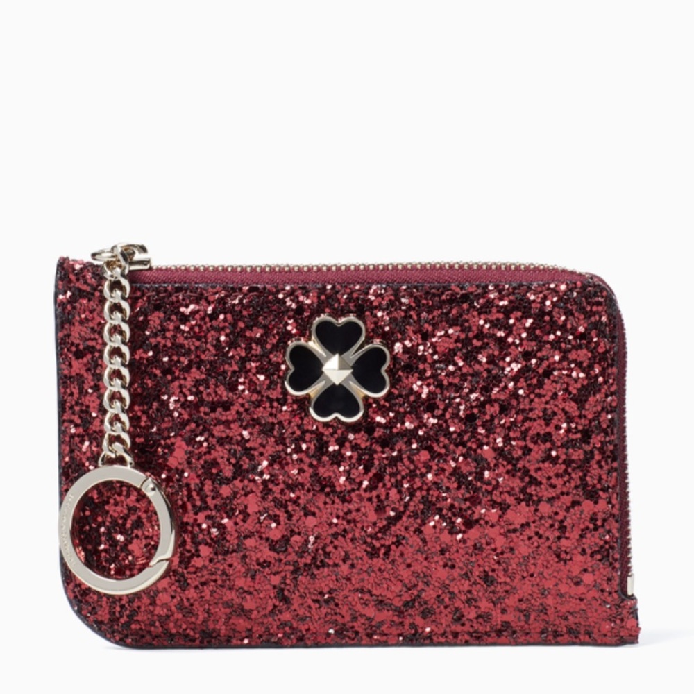Kate Spade ♠️ NWT Red Glitter Card Holder Wallet